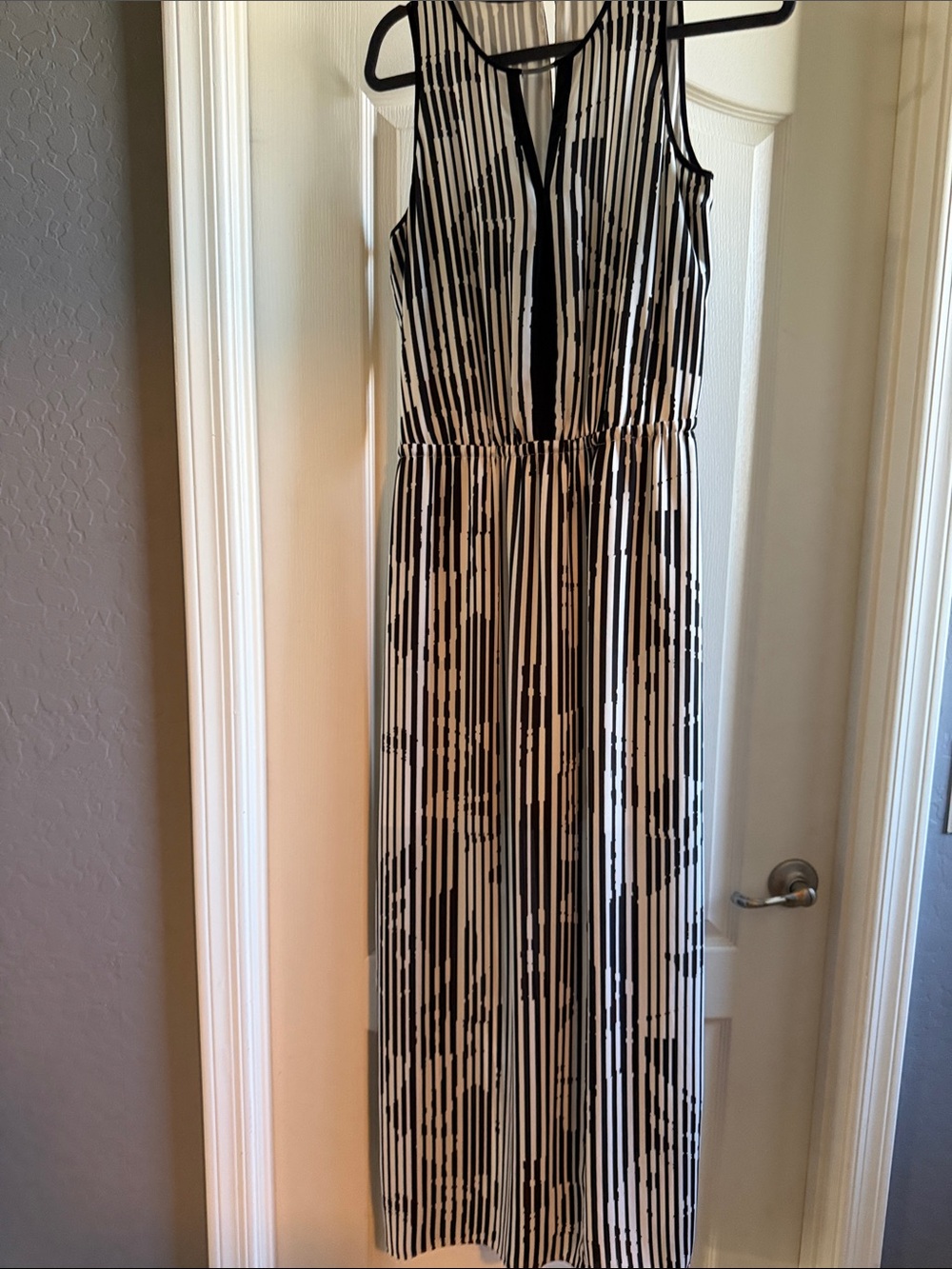White House Black Market Black & White Striped Maxi Dress